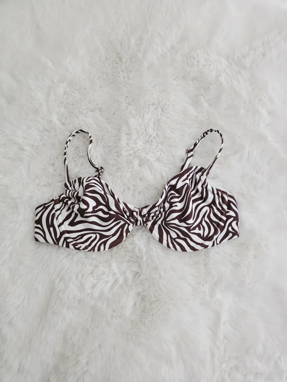 ABERCROMBIE & FITCH🐾 Swimwear Ruched Underwire Bikini Top In Zebra Print SIZE M